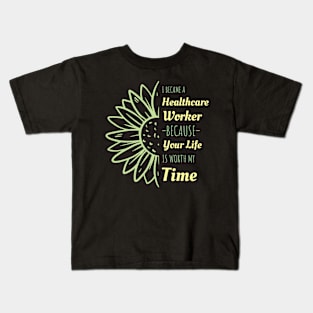 Social Worker Sunflower Design Gifts Kids T-Shirt